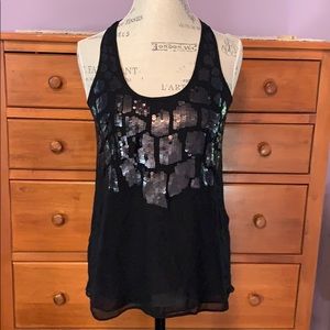 Miss Me COUTURE sz S silk/sequins tank top